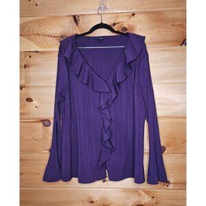 East 5th Accordion Pleated Ruffled Size 3X V-Neck Elegant Blouse Flared Sleeve